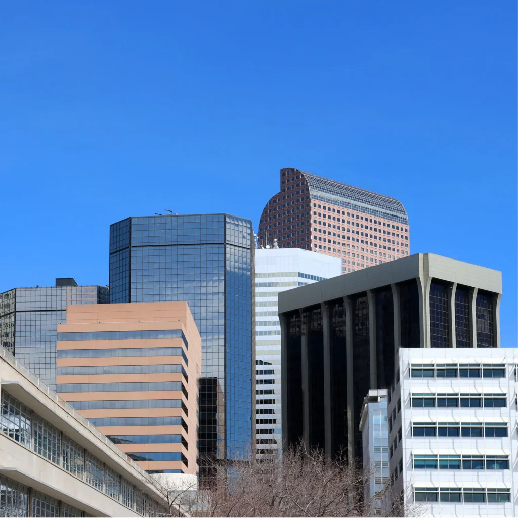 Urban cityscape and modern architecture background.